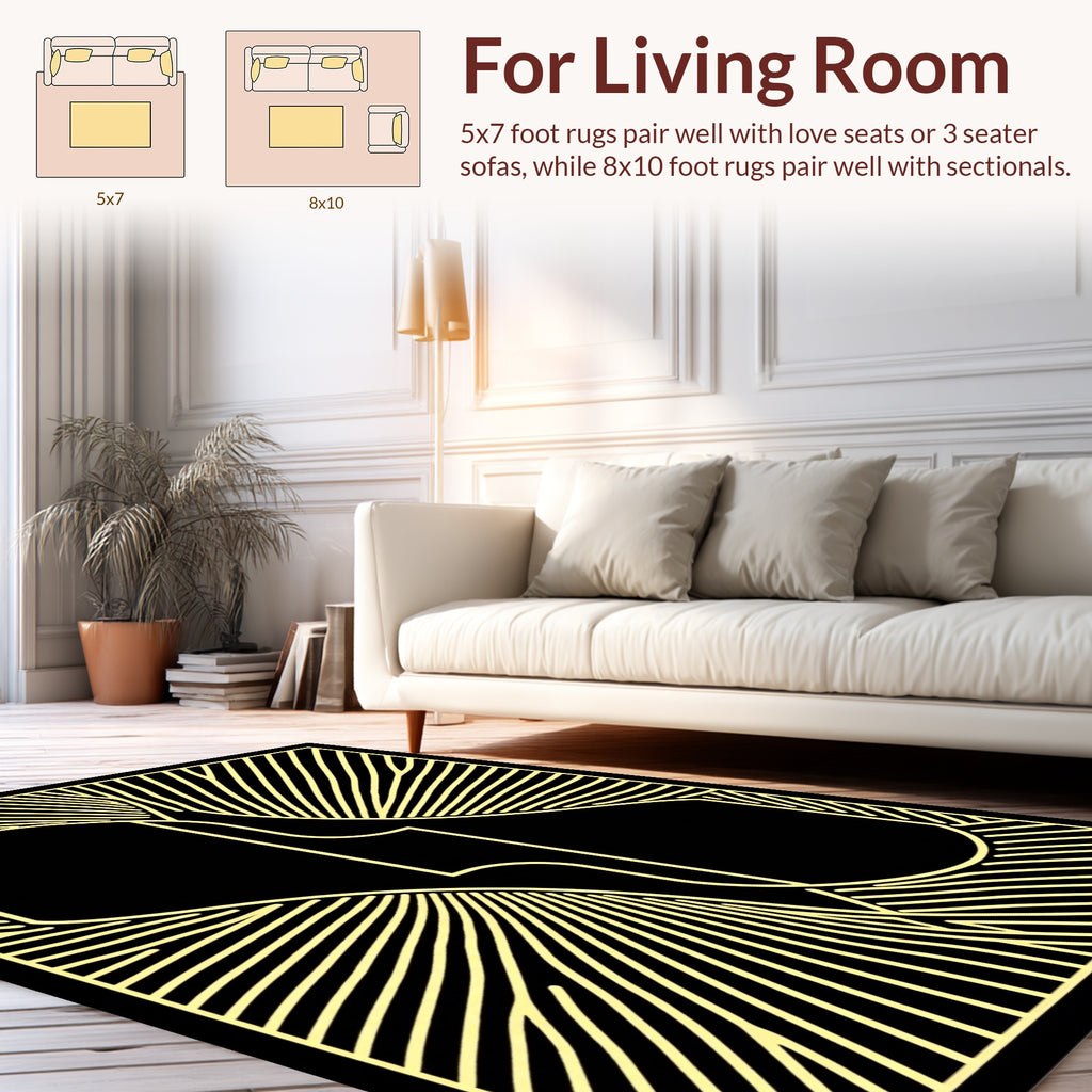Bold Sunburst Geometric Design Rug
