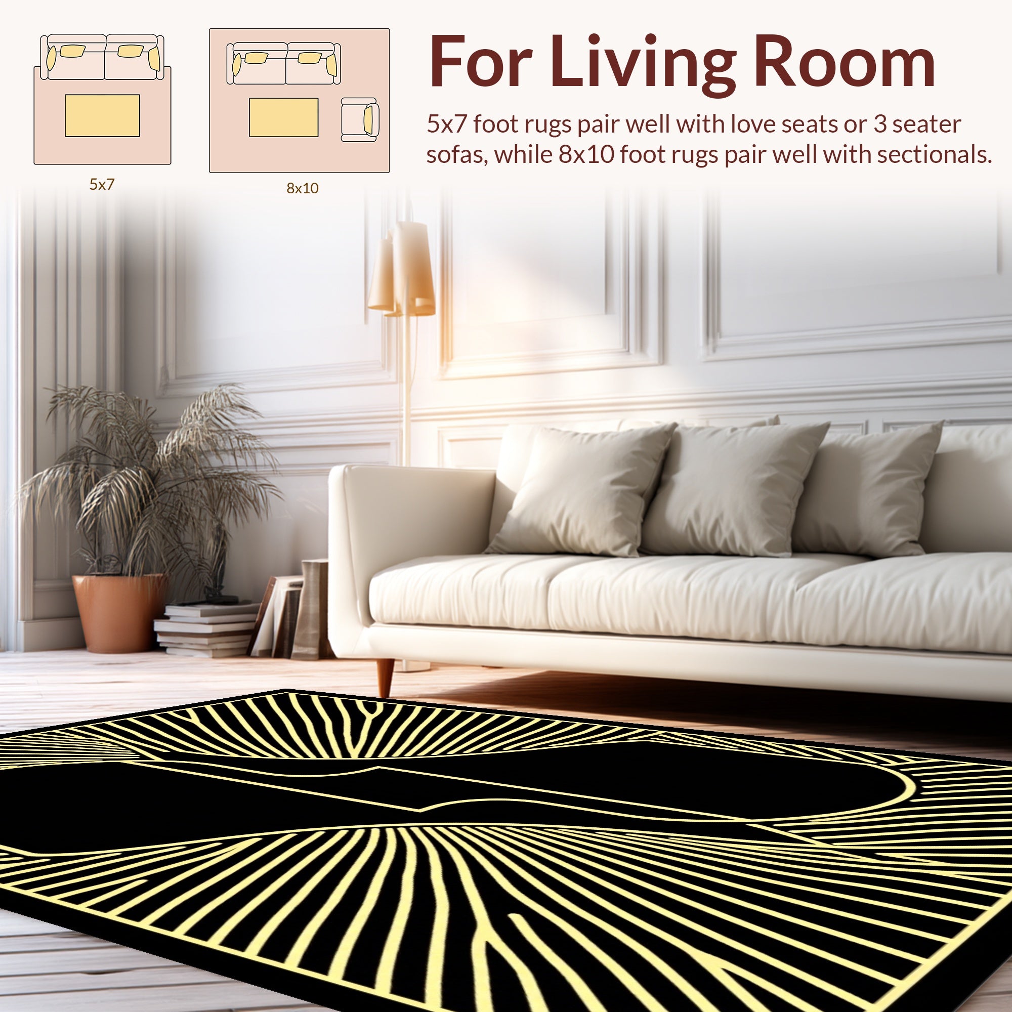 Bold Sunburst Geometric Design Rug