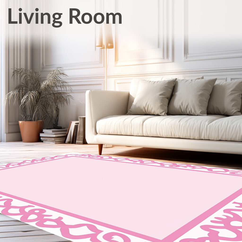 Pink Ribbon Border Design Rug