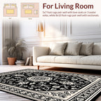 Classic Black Cream Floral Mandala Design Rug