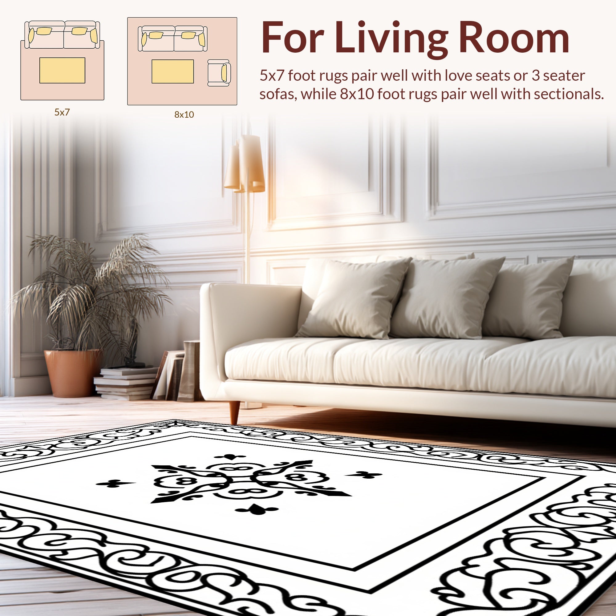 Ornate Scroll and Fleur-de-lis Medallion Rug