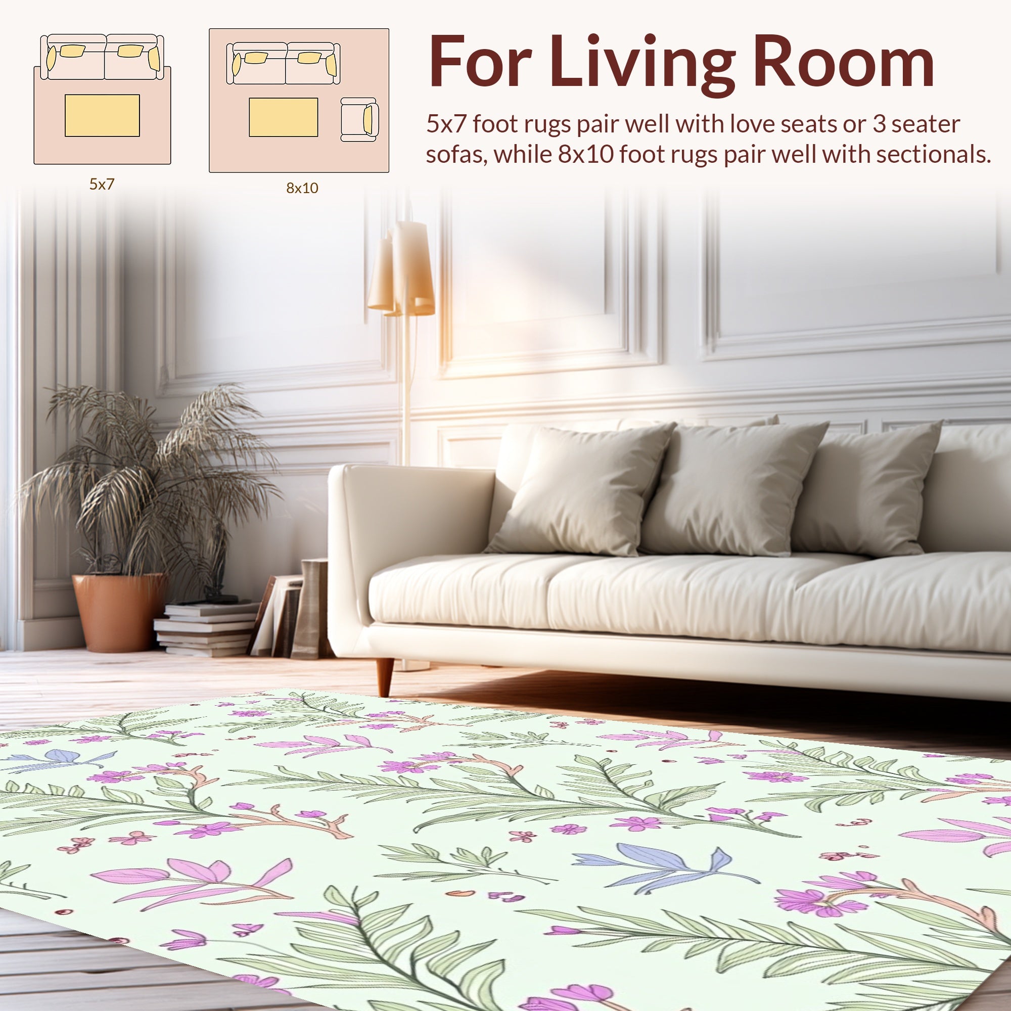 Whimsical Floral Leaf Pattern Rug