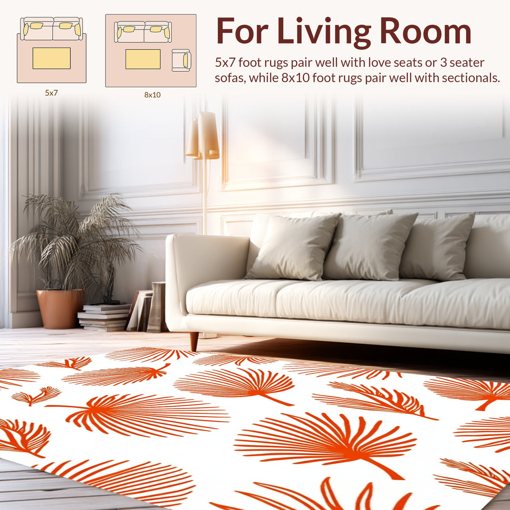 Tropical Palm Leaf Abstract Pattern Rug