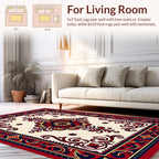 Ornate Floral Red Navy Medallion Rug