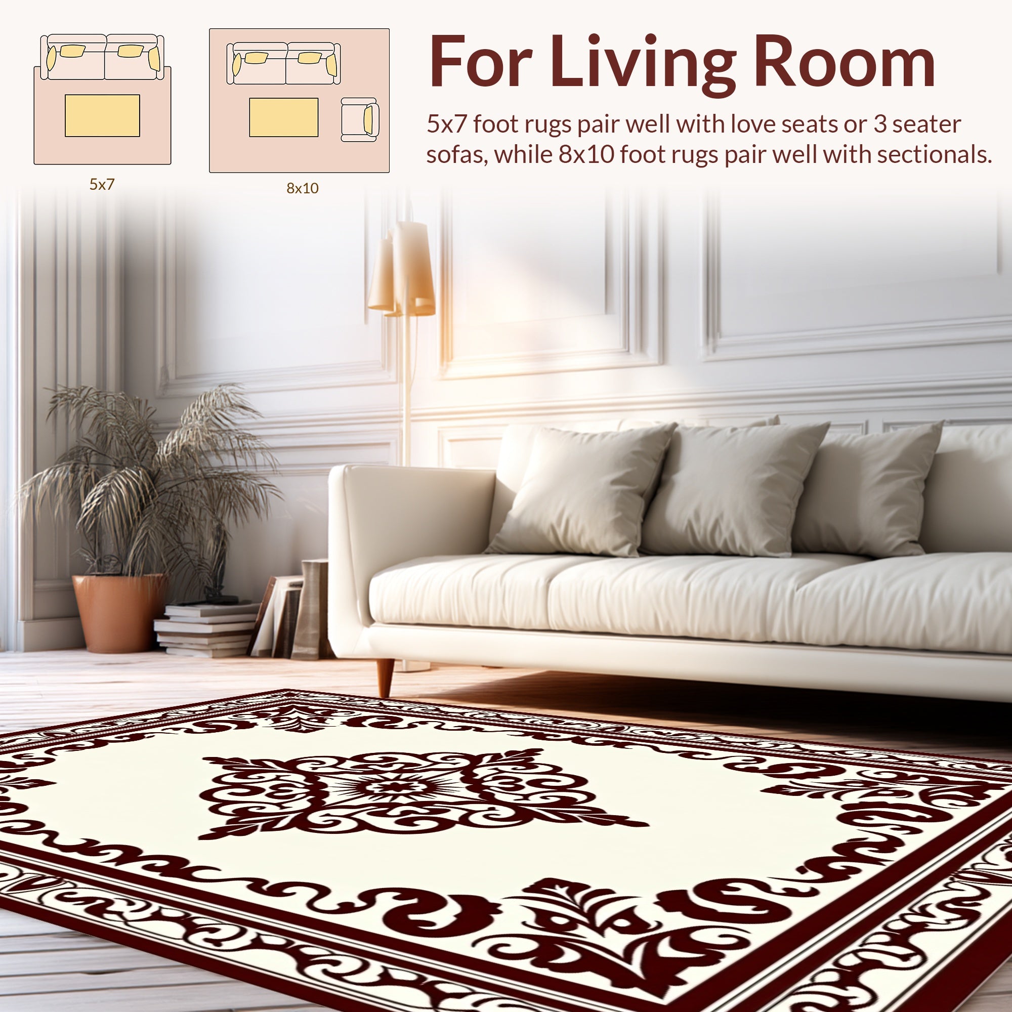 Elegant Scrollwork Medallion Traditional Design Rug