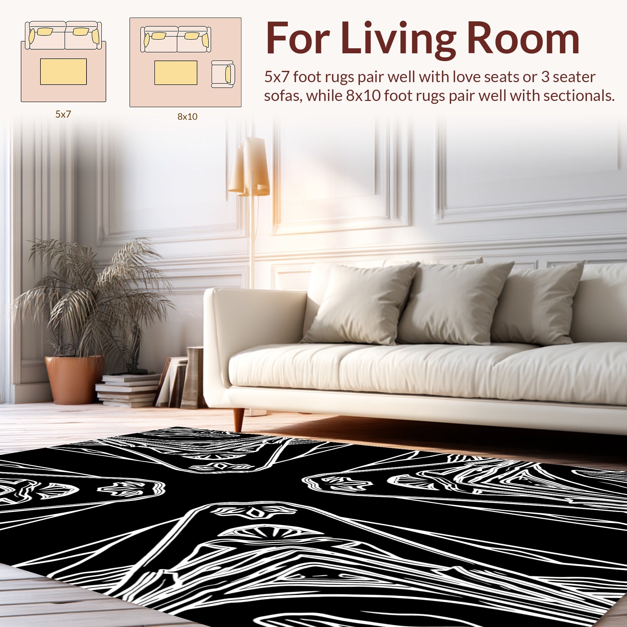 Art Nouveau Floral Outline Design Rug