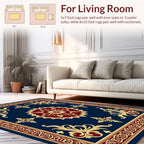 Regal Blue Gold Floral Rug