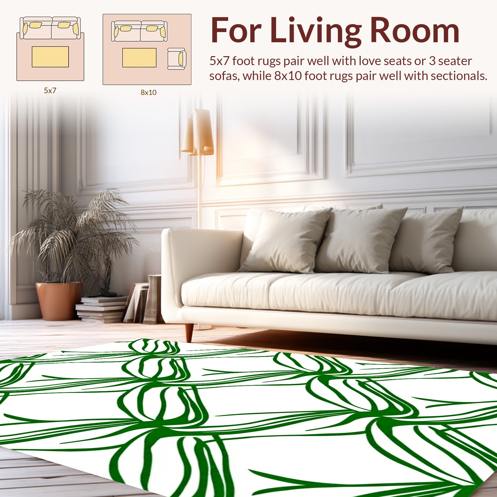 Green Vine Interwoven Pattern Rug
