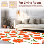 Bright Orange Floral Pattern Rug