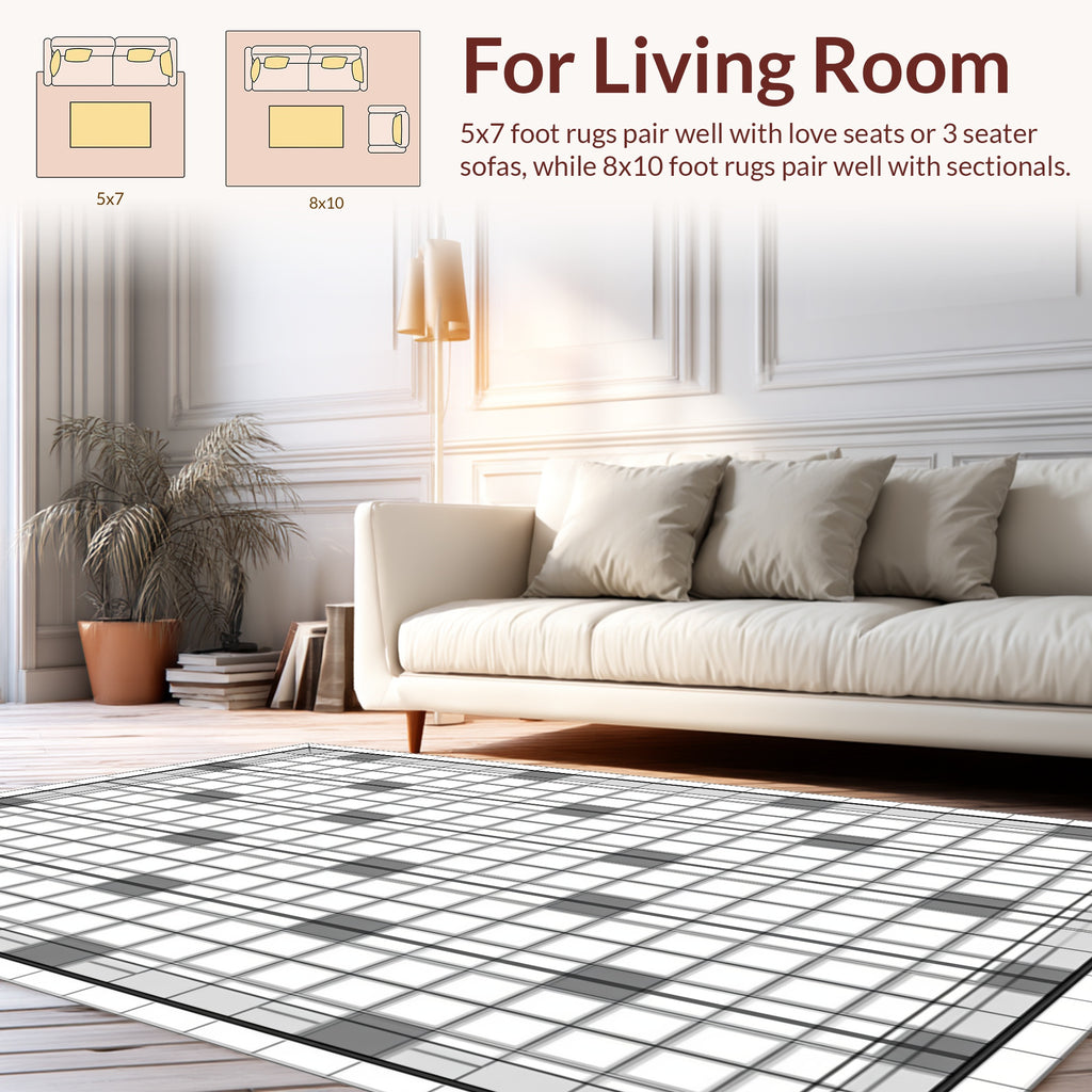 Modern Grid With Dark Squares Design Rug