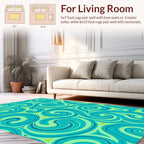 Flowing Teal Swirl Abstract Design Rug