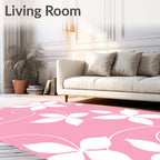 Delicate White Floral Swirl Pattern Rug