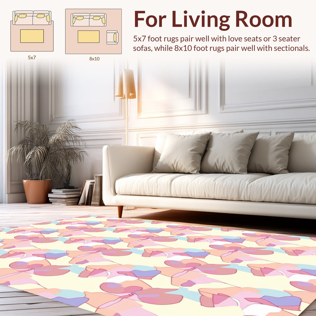 Soft Color Abstract Floral Pattern Rug