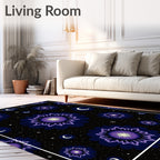 Cosmic Purple Floral Night Sky Rug