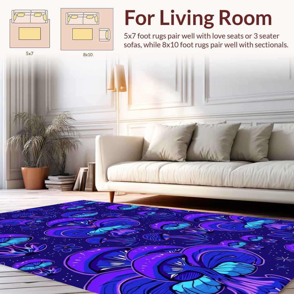 Psychedelic Mushroom Star Pattern Rug