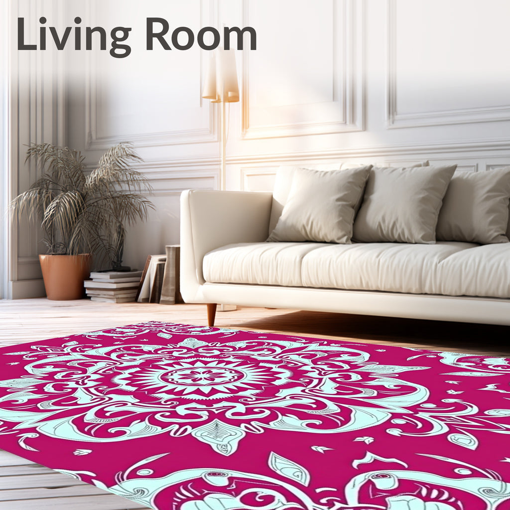Crimson Mandala Art Deco Medallion Rug