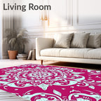 Crimson Mandala Art Deco Medallion Rug