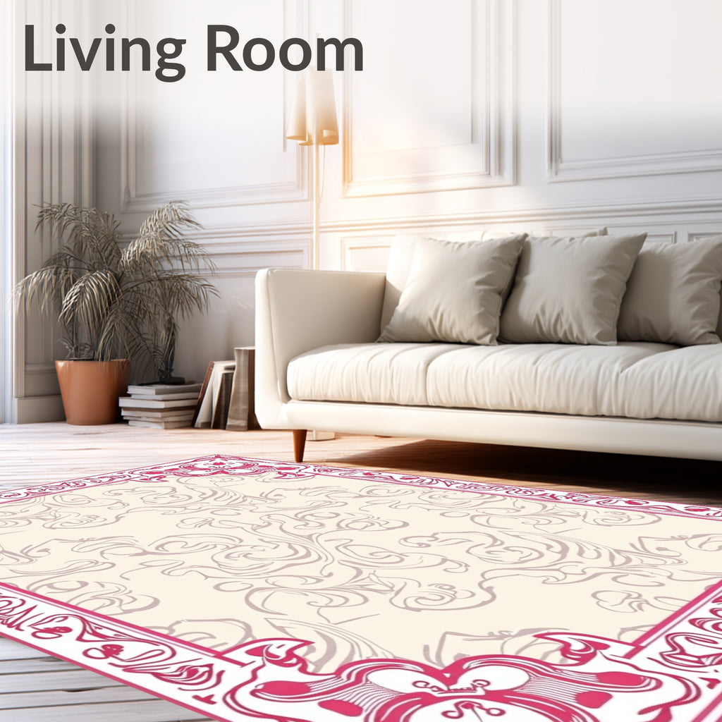 Regal Pink Floral Art Nouveau Rug
