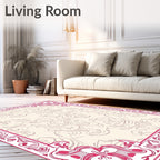 Regal Pink Floral Art Nouveau Rug