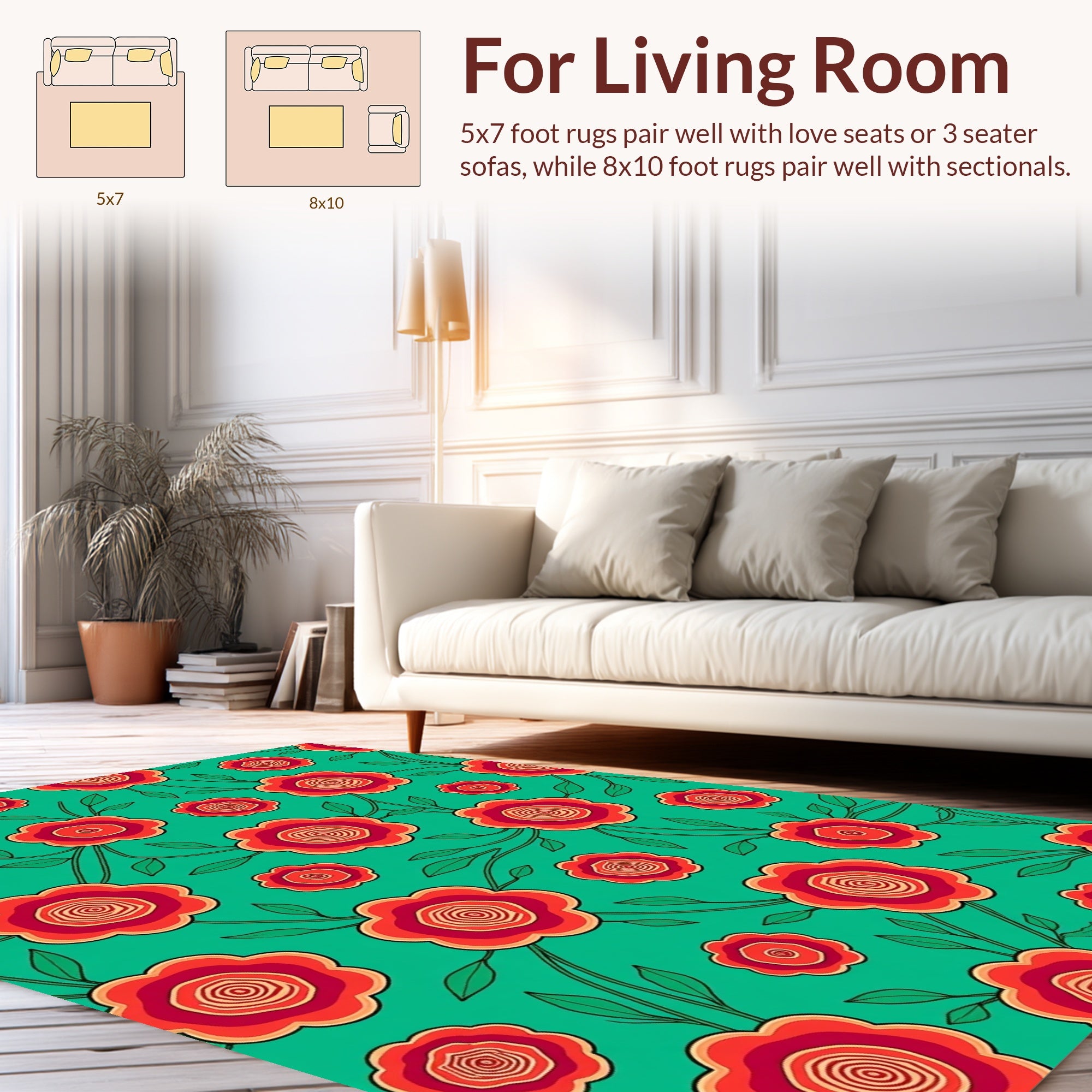 Red Floral Vine Pattern Rug