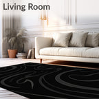 Dark Gray Swirling Abstract Lines Rug