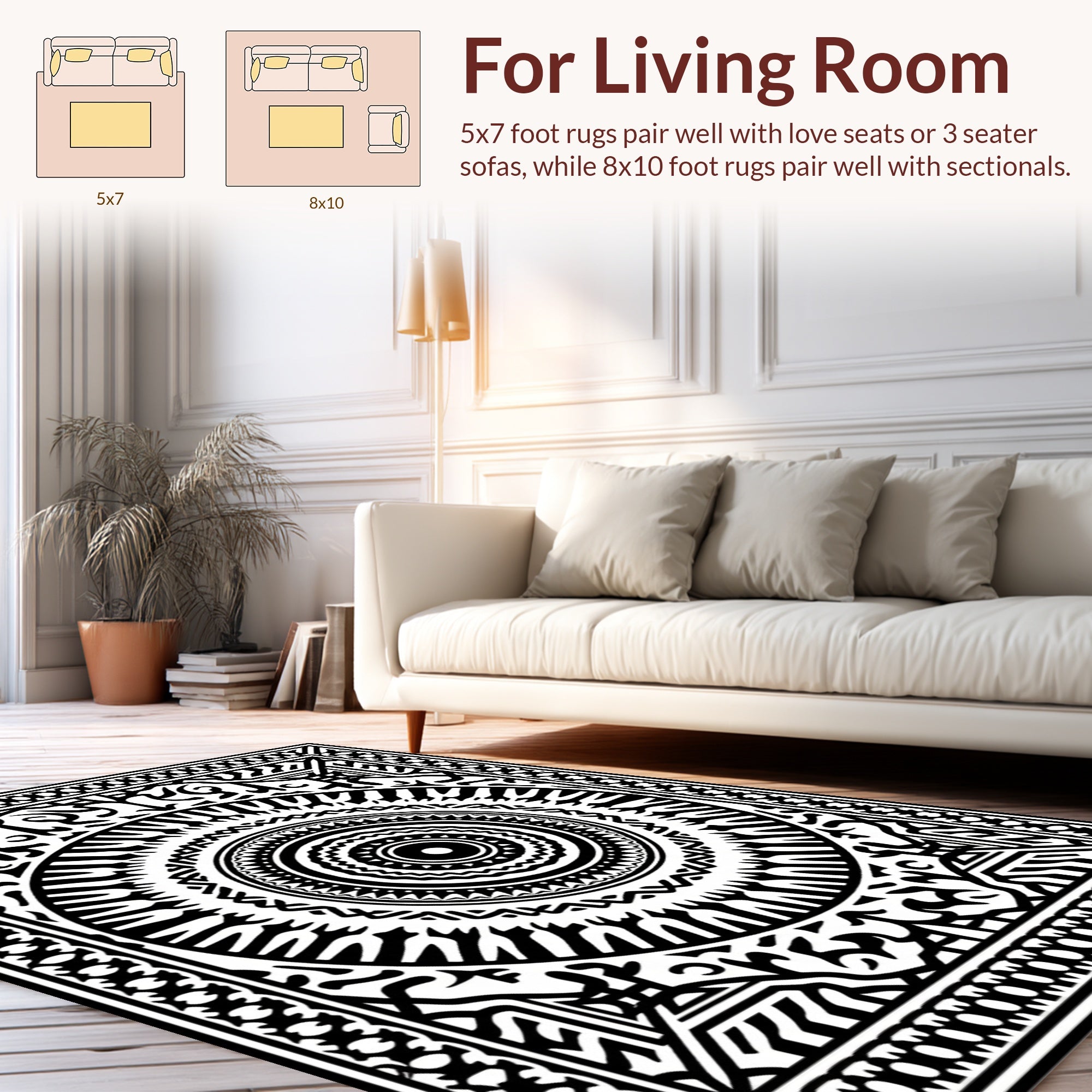 Bold Circular Tribal Pattern Rug