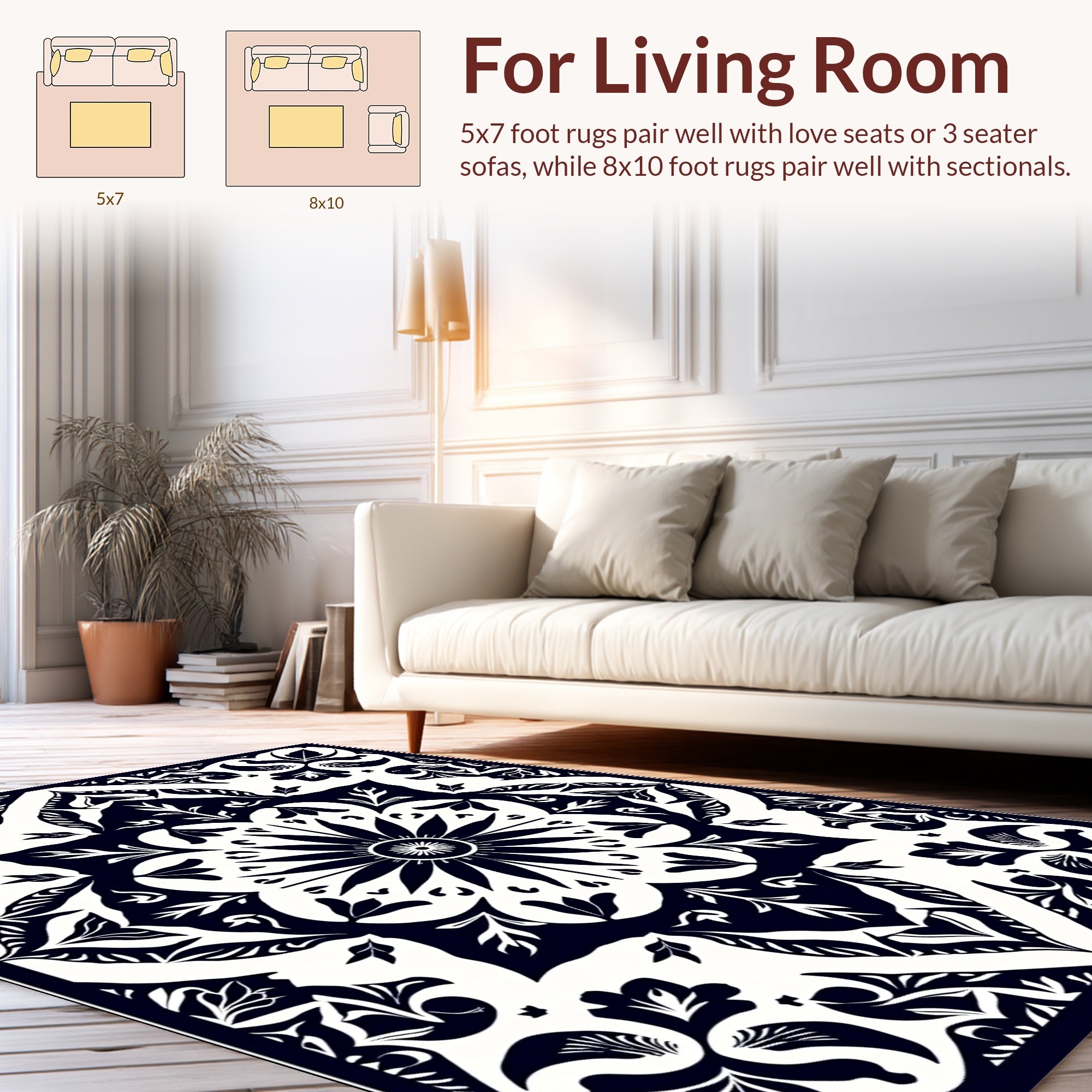 Dark Floral Symmetry Pattern Rug