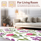 Pink Purple Floral Leaves Pattern Rug