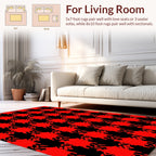 Bold Red Black Houndstooth Pattern Rug