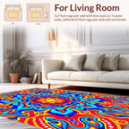 Vibrant Geometric Sunburst Mandala Rug