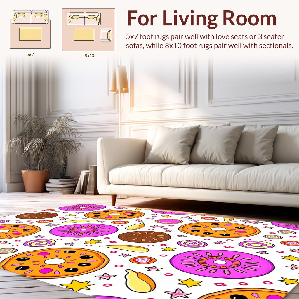 Whimsical Fruit Slice Star Pattern Rug