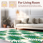 Tropical Leaf Patterned Green Yellow Rug