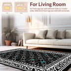 Interlocking Floral Pattern With Teal Accents Rug