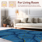 Navy Blue Feather Pattern Rug