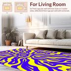 Vivid Yellow And Blue Swirl Design Rug