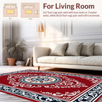 Rich Red Geometric Medallion Pattern Rug
