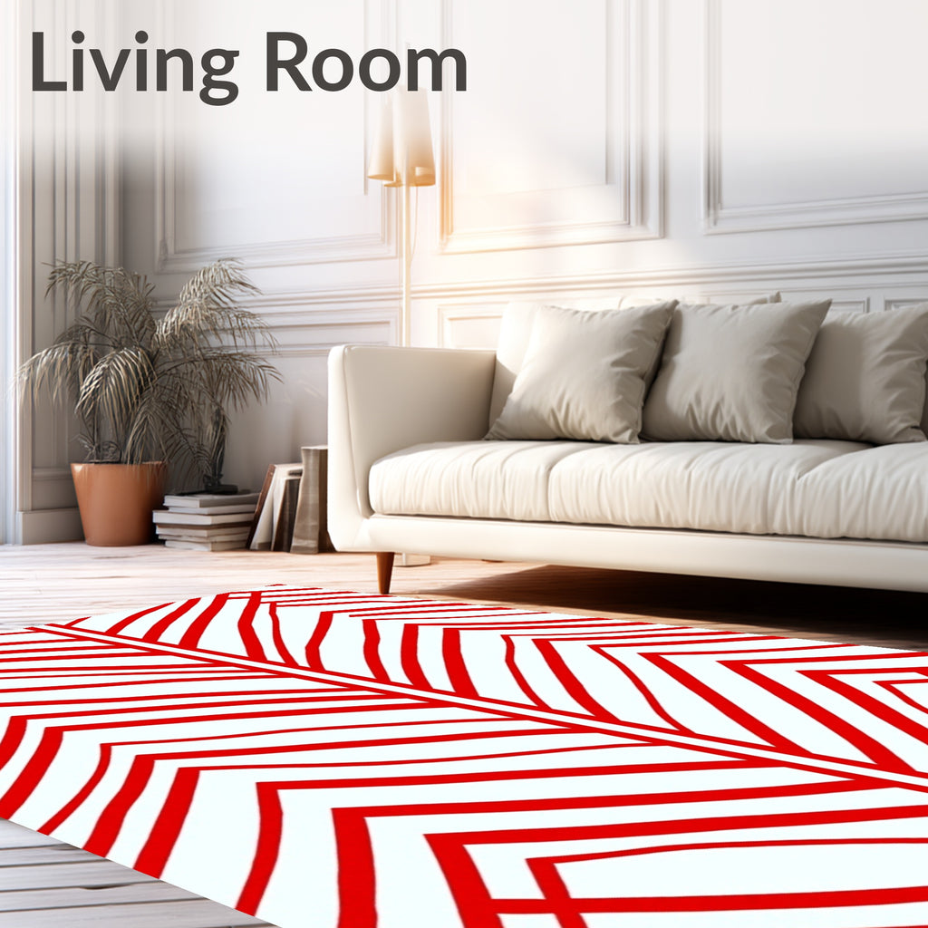 Bold Red Abstract Chevron Rug