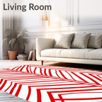 Bold Red Abstract Chevron Rug