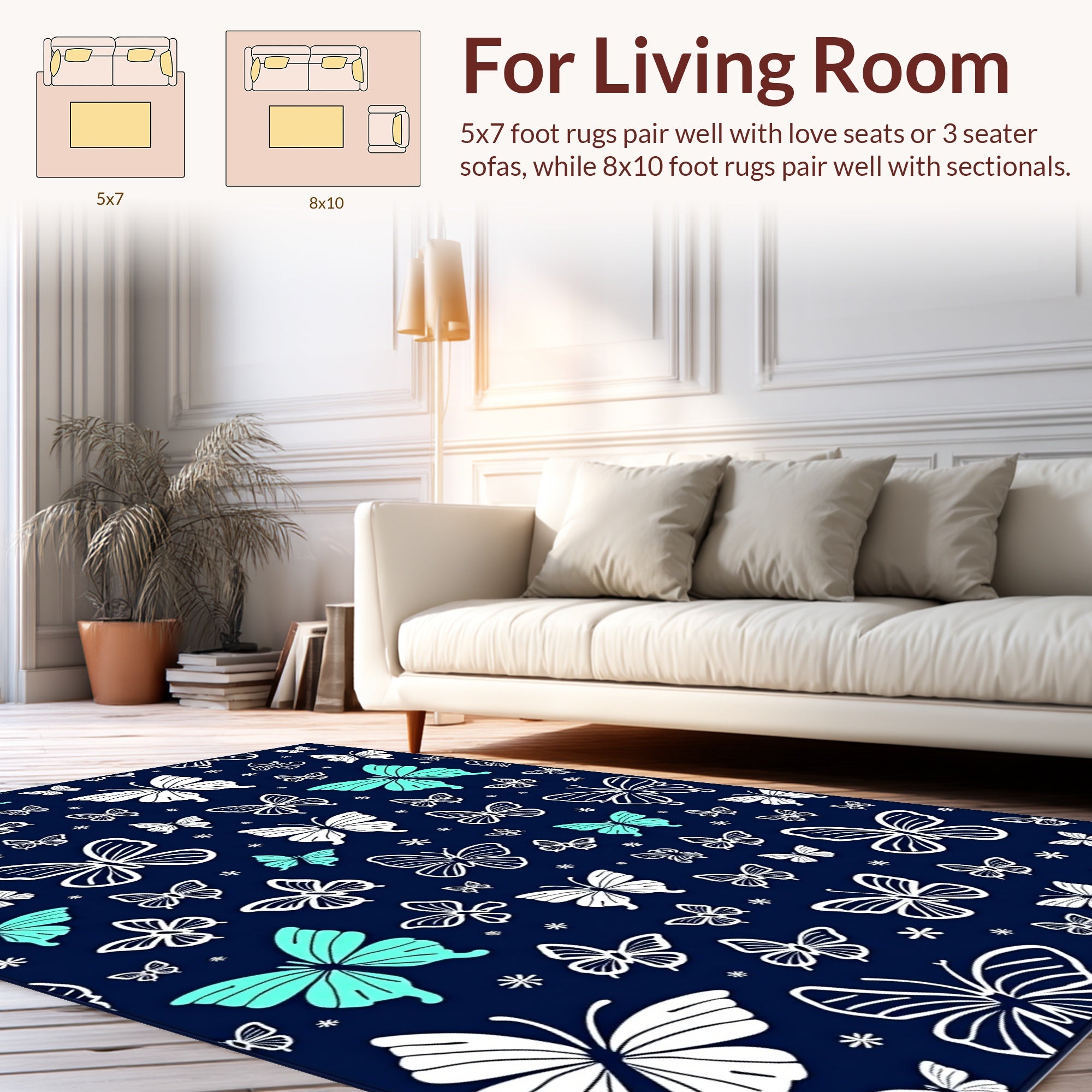 Whimsical Butterfly Pattern Rug