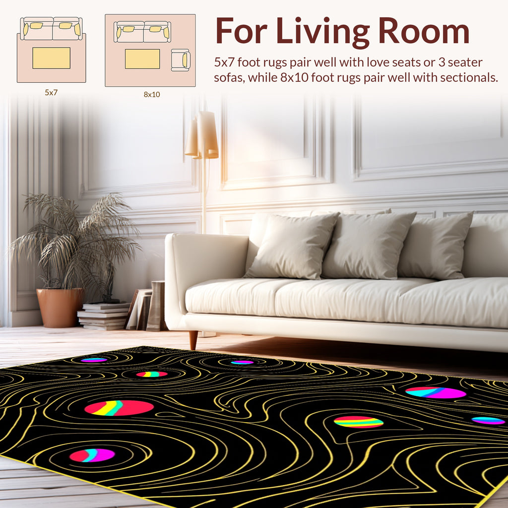 Vibrant Swirls 2 Colorful Spheres Rug