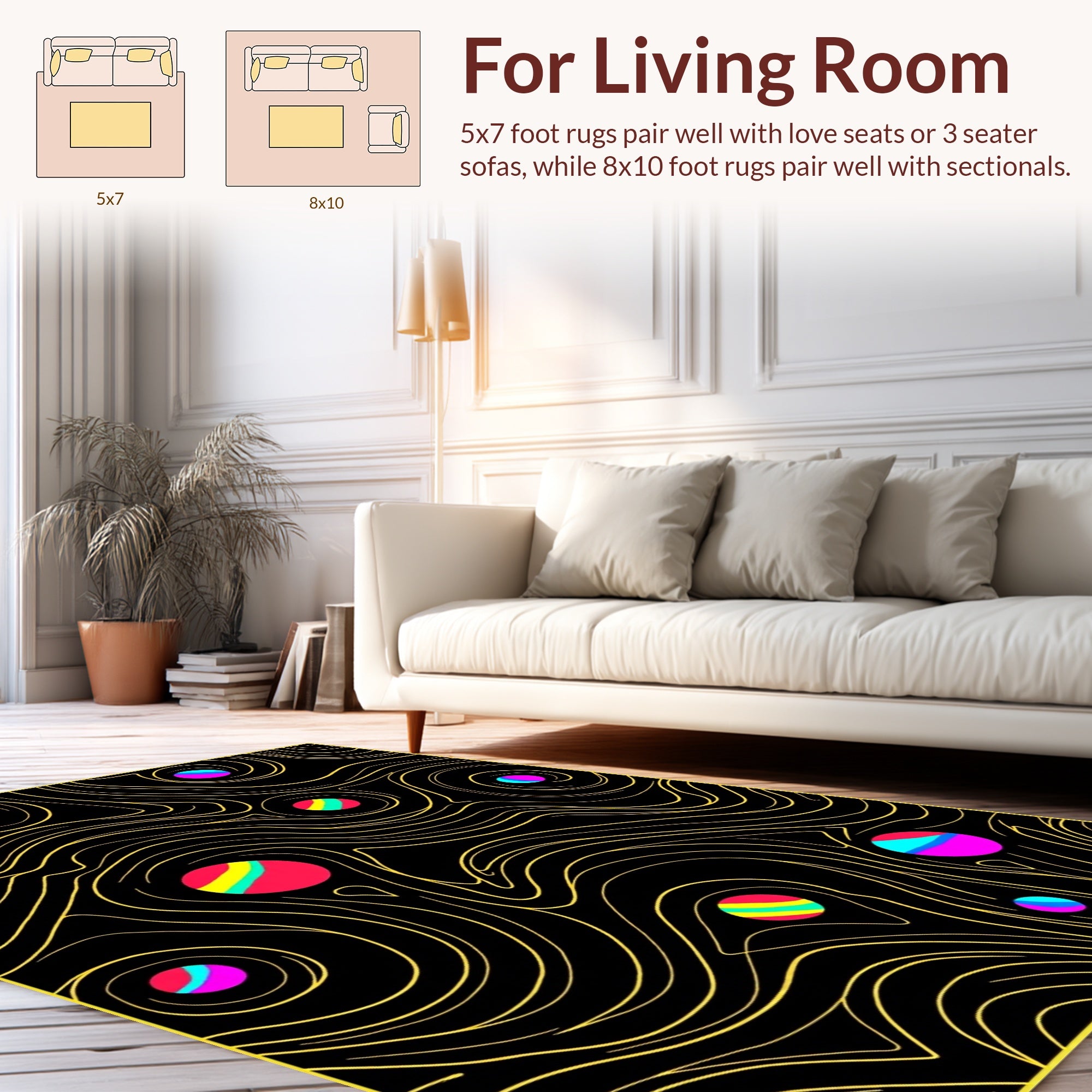 Vibrant Swirls 2 Colorful Spheres Rug