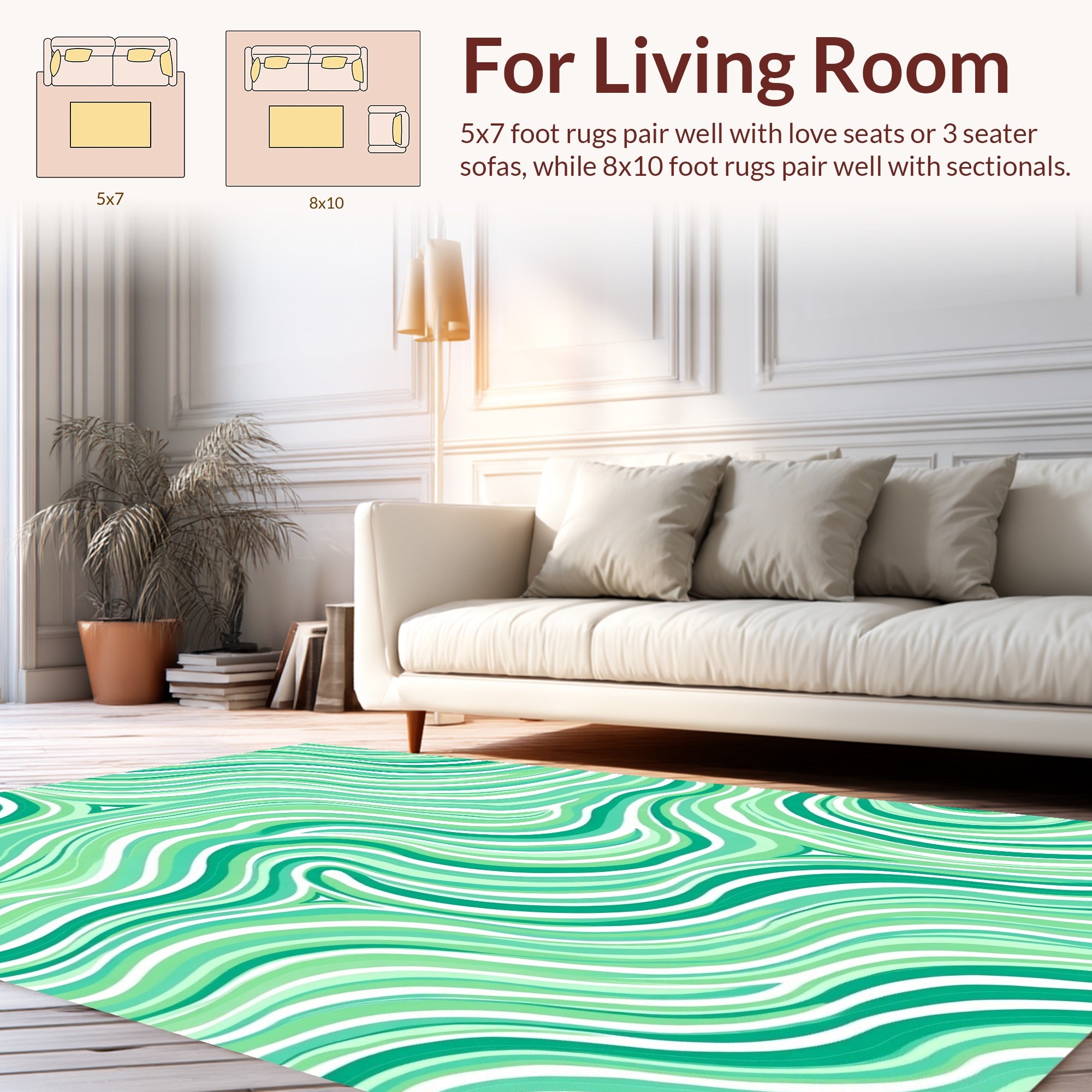 Green Swirl Abstract Pattern Rug