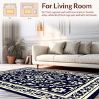 Ornate Floral Symmetry Navy Rug