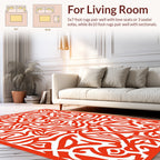 Bold Orange Abstract Intertwined Pattern Rug