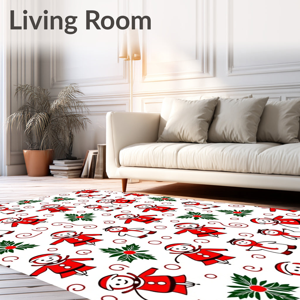 Joyful Red Snowman Holly Swirl Rug