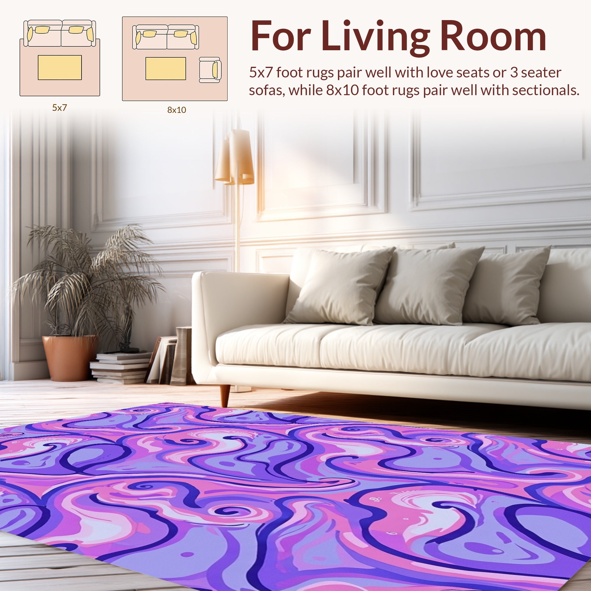 Swirling Abstract Lavender Pink Design Rug