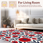 Bold Red Floral Pattern Rug