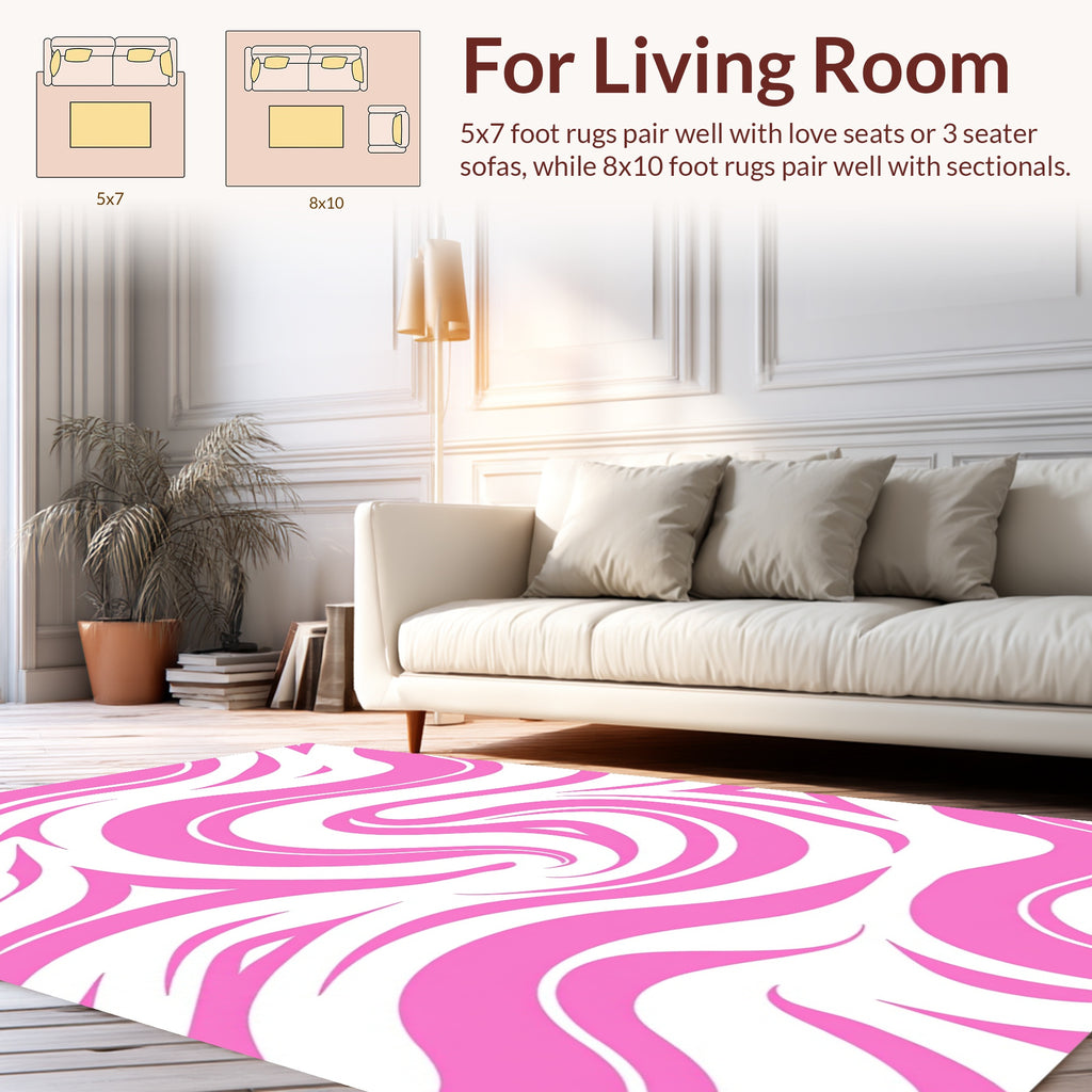 Abstract Pink Swirls Pattern Rug