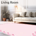 Pink Ribbon Sweet Border Design Rug
