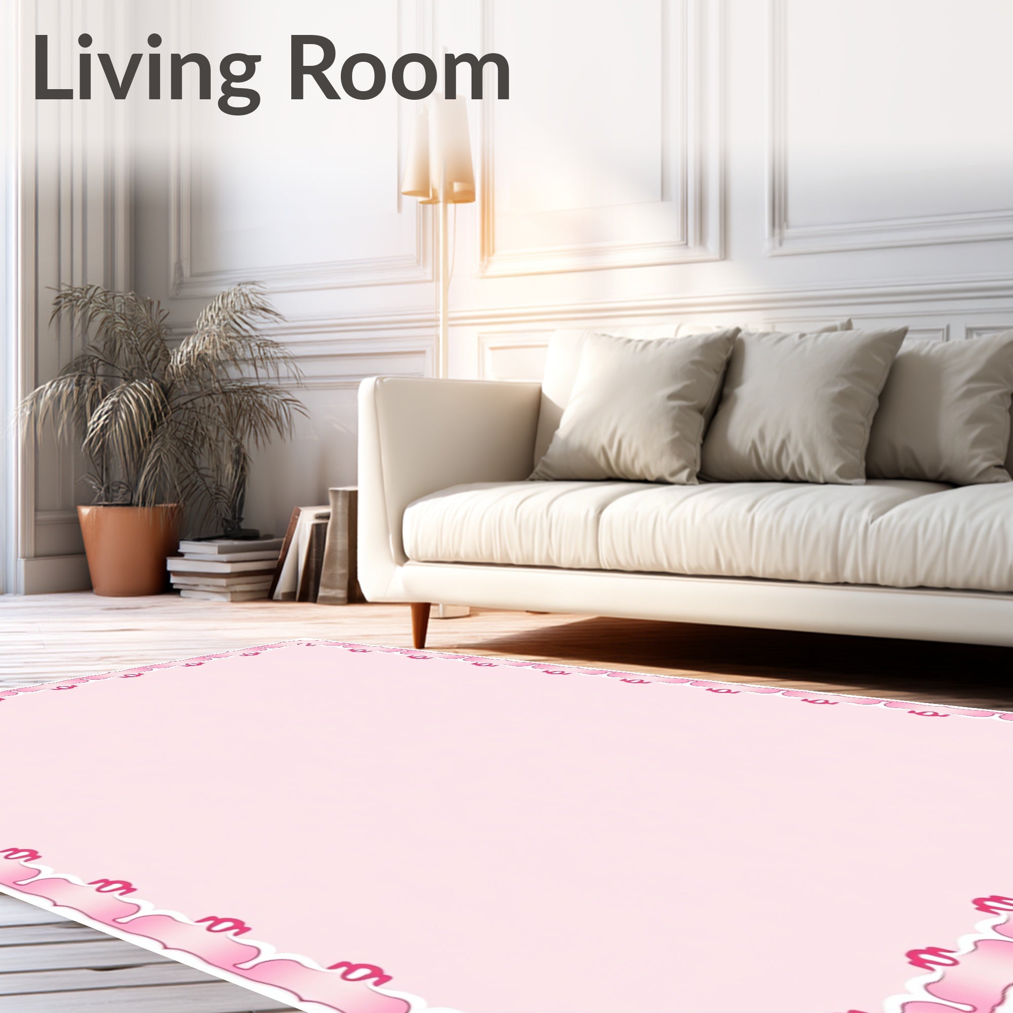 Pink Ribbon Sweet Border Design Rug